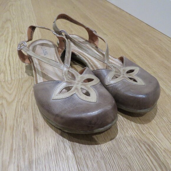 JAFA Antique Distressed Brown Strappy Cut Out Leather Comfort Sandals Boho - Picture 4 of 14